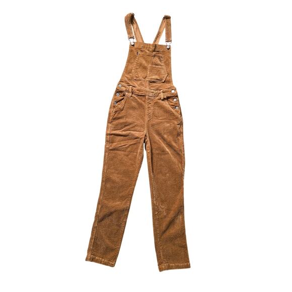 Judy Blue Corduroy Camel Color Straight Leg Overalls Utility Fall Size M - Picture 1 of 6